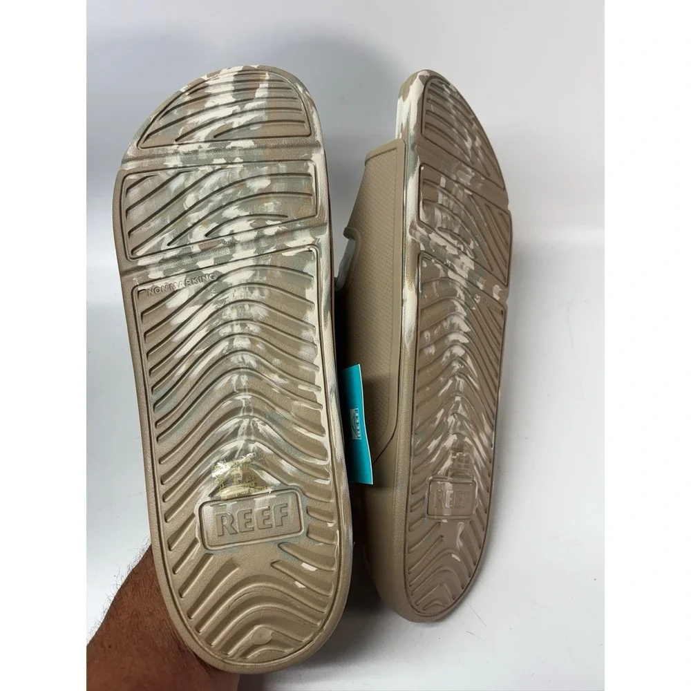 REEF Oasis Double Up Sandals CJ6241 Mens Fossil Birch Slides Size 13